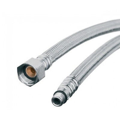 Шланг для води в оплетінні з нерж. сталі , в/з, 1/2хМ10, 50 см, коротка голка, Invena WS-23-050 Зображення