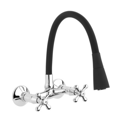 Змішувач для кухні настінний, Roma, з еластичним виливом, чорний, BC-24-E4S Зображення