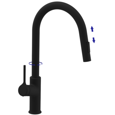 Змішувач для кухні з витяжним виливом чорний FARSALA BZ-40-U04 Зображення