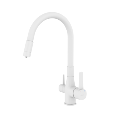 Кухонний змішувач із фільтром білий GLAMOUR BZ-02-F02 Зображення