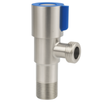 Кран кутовий, керамічний картридж, нержавіюча сталь, синій, 1/2"х1/2", ZW-47-N15 Зображення