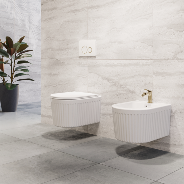 Підвісне біде Invena Glamour рифлене, біле 