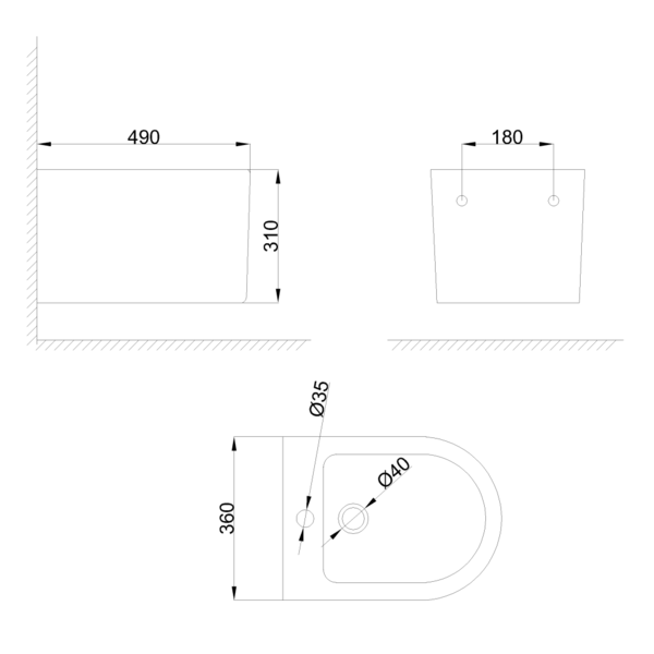Підвісне біде Invena Glamour рифлене, біле 