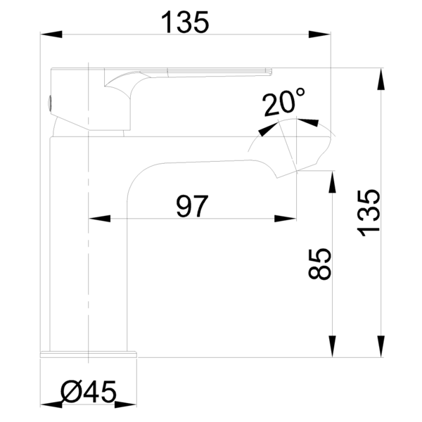 Змішувач для умивальника Invena Pinios M Chrom BU-92-001