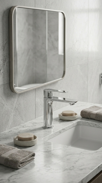 Змішувач для умивальника Invena Pinios L Chrom BU-92-L01