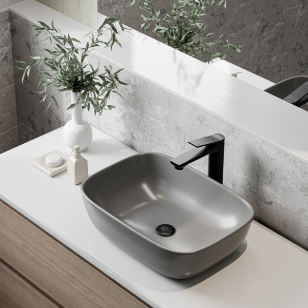 Раковина Invena Vitoria 45,5 см, прямокутна, сіра матова