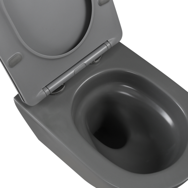 Унітаз підвісний Invena Tavro безобідковий (Rimless) з сидінням Soft-Close, сірий матовий
