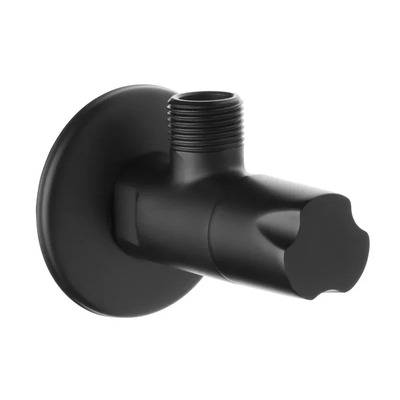 Кран кутовий, керамічна головка, чорний 1/2"х1/2", ZW-49-01C Зображення