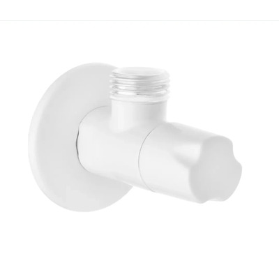 Кран відсікаючий, керамічний картридж, білий 1/2"х1/2", ZW-49-01B Зображення