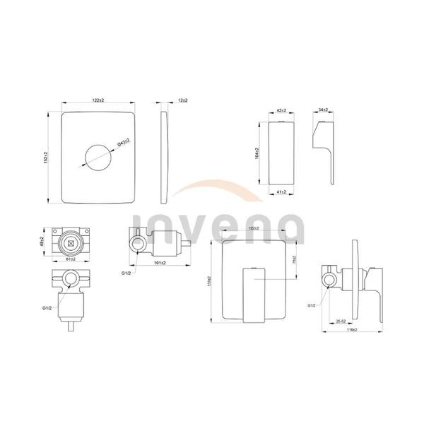 Змішувач прихованого монтажу 1-функц. NYKS, BP-28-001