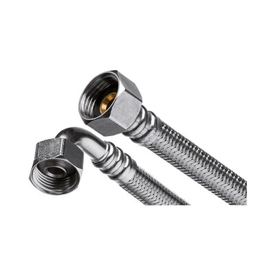 Шланг для води в оплетінні з нерж. сталі, в/в, 3/4, 250 см, загнутий кінець 90°, для підключення пральних WS-33-250 Зображення