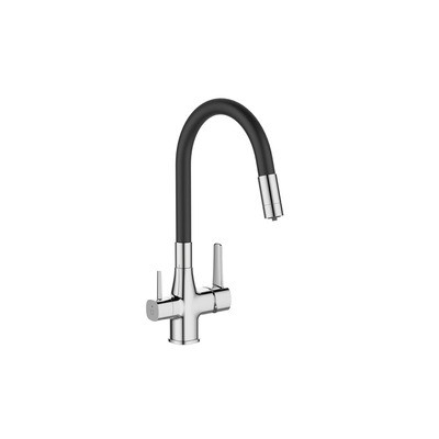 Кухонний змішувач із фільтром чорний / хром GLAMOUR BZ-02-F08 Зображення